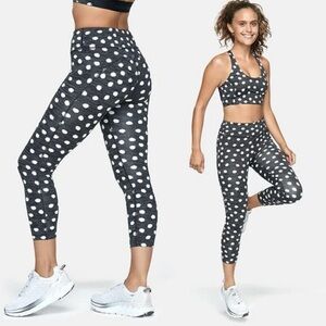OUTDOOR VOICES Leggings Flex 3/4 Cropped Polka Dot Black White Small